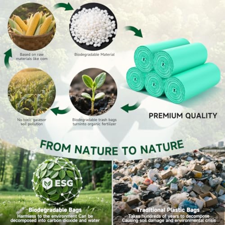 Saco de Lixo Mini Verde de 2 G - Biodegradable Bin Liner avaliação e preço